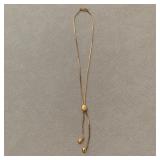 Monet Gold-Tone Bolo Lariat Necklace W:2 Snake Chain Drops (Stamped)