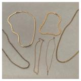 Gold Tone Chains - Flat Nugget Link Statement Necklace, Rope Twist Chain & More