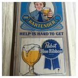 1970s Pabst Blue Ribbon Wooden Tavern Sign 