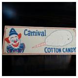 Carnival Cotton Candy & Clown Metal Sign