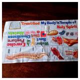 Cloth Anatomy Chart W illustrations Human Spine, Foot, Hand & Ear 