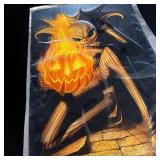 Poster Lot - Flaming Pumpkin Jack Skellington Print By Artist Wizyakuza &