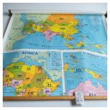 Nystrom Asia, Africa & Australia Pull-Down Wall Map W:Wood Hanging Bars