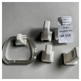 Ceramic White Towel Bar Holder W Clear Plastic Towel Ring & Wall Mount Brackets