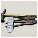 Fencing Pliers & Wooden Handled Cross-Peen Hammer