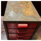 1950s Dunlap Industrial Metal Small Parts Cabinet W Plastic Drawers