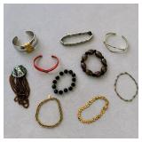 Bracelet Lot - Two-Tone Link & Cuff, Storyteller Cuff, Chunky�Agate Barrel Beads