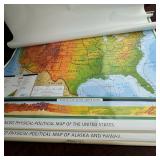 Rand McNally United States Classroom Physical-Political Pull Down Class Map Set 