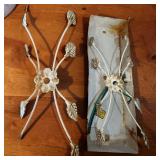 Italian Florentine-Style Metal Tole Leaf Lighting Fixture Lot of 2
