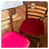 Ladder-Back Dining Chairs W Red Vinyl Padded Seats (Set of 2) (1)