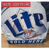 Metal Miller Lite Sold Here Advertising Wall Bar Sign 