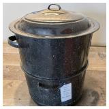 Granite Ware Speckled Porcelain on Steel Canning Pot Clam Steamer 