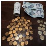 Cayman Islands Banknotes & Coins W Queen Elizabeth, U.S. Quarters, Pennies