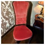 Victorian-Revival High Back Parlor Armchairs W Dusty Rose Velvet Upholstery  copy
