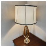 Wildwood Fluted Tear Drop Shaped Crystal Lamp W Tailored Striped Shade