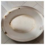 White Oval Porcelain-Coated Steel Enamelware Oval Wash Tub Basin