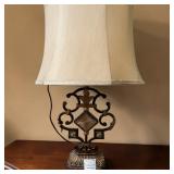 Signature Design by Ashley Sallee Scrolled Dark Metal Table Lamp W Fabric Shade
