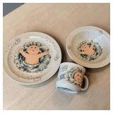 1984 Royal Worcester 3 Piece Cabbage Patch Kids Porcelain Plate, Bowl, Mug Set