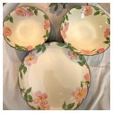 Franciscan Desert Rose Dinnerware - 1 Large Dinner Plate & 2 Small Fruit Bowls