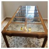French Country Extension Dining Table W Grid of Mirror Glass Inserts