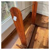 Large Freestanding Stained Wood Quilt Blanket Display Rack W Metal Bar