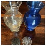 Blue Ribbon Flower Holder Co. Round Hairpin & Clear Pressed Glass Flower Frogs