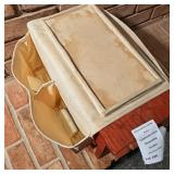 Canvas Sofa Armrest Organizer & Wooden Footstool