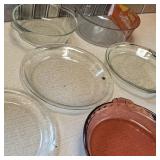 Cranberry Pyrex #229 Deep Dish Pie & Clear Glass Pie Plates Casserole Dishes