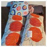 Embroidered Pumpkin Leaf Fall Lumbar Pillows, Abstract Evil-Eye Throw Pillow