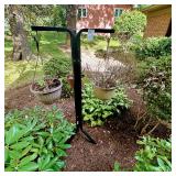 Freestanding Black Metal 4 Way Plant Stand:Hanger W:Tripod Base 