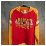 Geneisteck Kansas City Football V-Neck Raglan Sleeve Hoodie Ladys Size 2XL
