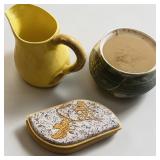 Handmade Ceramic Yellow Lily Trinket Box, Taste Setter Sigma Yellow Pitcher