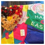 Handmade Heart-Shaped Painted Pinecone Wreath, Easter Garden Yard Flags