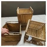 Handwoven Bamboo & Rattan Storage Baskets W Handles