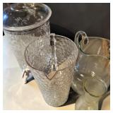 Ice bark Crackle Finish Glass Pitcher, Glass Salad Dressing Cruet Bottle