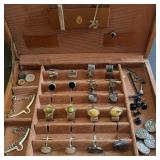 Mens Valet Organizer Box W MCM Cufflinks, Tie Bars, Loose Buttons & Collar Stays