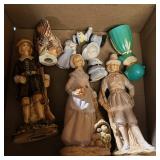 Porcelain Thanksgiving-Themed Pilgrim & Harvest Figurines