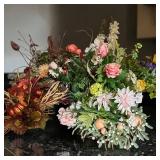 Silk Flower Seasonal Floral Arrangements (Spring & Fall) - Lot of 6