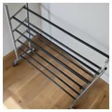 Silver Metal Rolling Shoe Storage Rack 