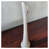 Westrmoreland White Milk Glass Swung Vase W Textured Grape & Leaf Pattern Base