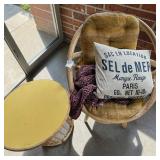 White-Washed Bent Rattan Papasan Chair & Laminate Top Spindled Base Side Table