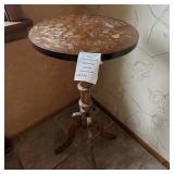 Wooden Tripod Accent Table W:Carved Pedestal Base