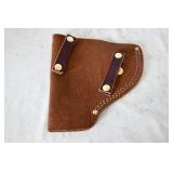 Brown Leather Holster with Brass Rivets