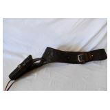 Tooled Leather Gun Belt with Holster