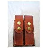 Double Leather Pouch with Brass Snaps