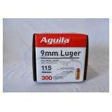 Aguila 9mm Luger FMJ Ammo, 115 Gr, 300 Rounds