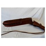 Brown Leather Ammunition Belt with Holster