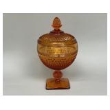 Amber candy dish with lid Amber candy dish with lid