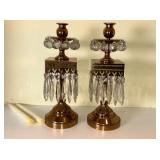 Brass Candleholders with prisms Brass Candleholders with prisms
