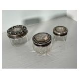 Sterling with Glass Dresser Jars Sterling with Glass Dresser Jars